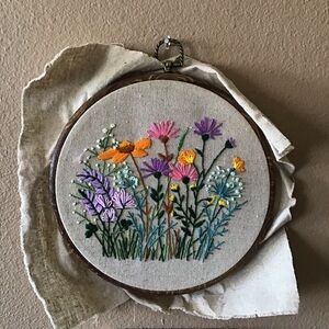 Handmade Framed Wallflowers Needlepoint Wall Decor